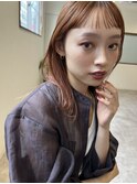 オレンジブラウンオン眉レイヤー小顔ワイド