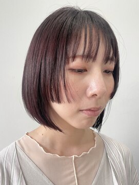 ヘアー アイス 御器所本店(HAIR ICI) 20代30代ミニボブココアブラウン小顔美肌ストレート丸み