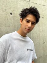 ビジネスショートツイストスパイラルパーマツーブロック刈り上げ