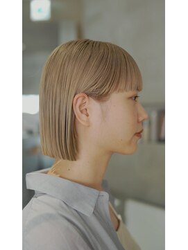 ハウ 心斎橋(how) 切りっぱなしボブミルクティーベージュ透明感カラー20代30代