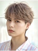 ハイトーンカラーフェザーパーマニュアンスパーマセンターパート