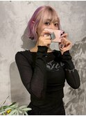 xカラー/ホワイトグレージュ/レイヤーカット/チェリーブラウン
