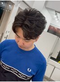 ラフカール　メンズパーマ　センターパート