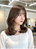 ミディアムレイヤー グレージュ 髪質改善 韓国ヘア 梅田