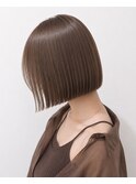 ベージュカラー　縮毛矯正　切りっぱなし　ストレートボブ