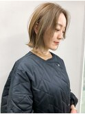 nude仲井【ハイライト×アッシュベージュ】【切りっぱなしボブ】