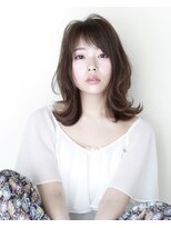 エン バイ ヘアーリーフ 西田辺店(EN by Hair Leafy)&nbsp;外ハネミディ/くびれミディ/外ハネ/斜めバング/寒色系カラー