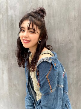 レオニード 表参道(LEONID) パーマアレンジ×ハーフアップお団子