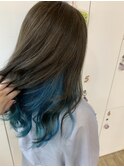 ターコイズブルー/インナーカラー/デザインカラー◎20代30代