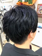 メンズショートバングアッシュグレー