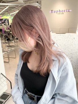 ランテルディ 渋谷(LANTERDIT) ピンクベージュ　レイヤーカット　Wカラー　ブリーチ