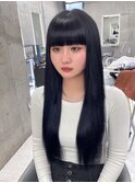 【ビフォーアフター】エクステ/ブルーブラック/ストレートロング