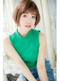 大人ガーリーショート#デザインカラー切りっぱなしボブ【松戸】