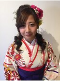 生花でふんわりハーフアップ♪