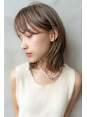 大人かわいい前髪セシルカットココアブラウンフリンジウェーブ