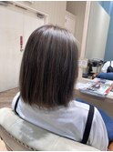ハイライト×肩ボブ×グレージュ×色落ちても楽しい×似合わせ