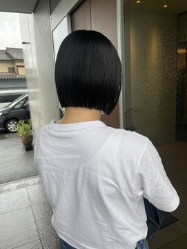 アチーブ ヘア デザイン(achieve hair design) すっきりガーリーぱっつんボブ ナチュラルブラウン20代30代40代