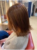 透明感/ピンクベージュ/切りっぱなしボブ