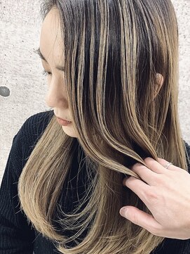 ラフヘアデザイン(Raf hair design) バレイヤージュコントラストハイライトミルクティーベージュ