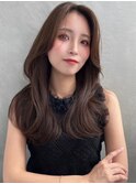 フェミニンロング/似合わせカット/メルティカラー/かきあげ前髪