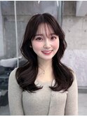 メルティカラー似合わせカットフェミニンロング韓国レイヤー
