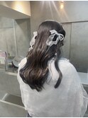10代20代30代◎ハーフツインモテ髪編みおろし