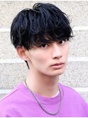 ソフトツイストパーマ韓国マッシュブルーブラック