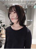 天神顔周りレイヤーカットレディースパーマウルフカットボブ
