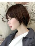 〔岩田莉奈〕地毛風縮毛矯正 ひし形ショートボブ 白髪染め 新宿