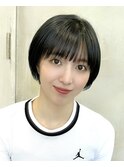 「岩田莉奈」地毛風縮毛矯正 ひし形ショートボブ 白髪染め 新宿