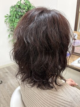 ナチュラルレッドブラウン×デジタルパーマ