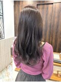 ロングショートワンカールパーマカーキグレージュ前髪錦糸町