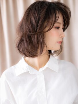 カバーヘア ブリス 川口(COVER HAIR bliss) イヤリングカラーゆるふわミディアムレイヤーボブX川口20代30代