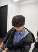 シャドウパーマ　無造作パーマ　面長