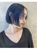 ブルーカラー/ハイトーンカラー/淡色高明度カラー/ボブヘア