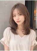 【NOA】透明感ブラウンベージュ小顔韓国風ミディアムレイヤー