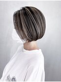 バレイヤージュボブ_チェリーブラウンフェミニンロング_ba364483