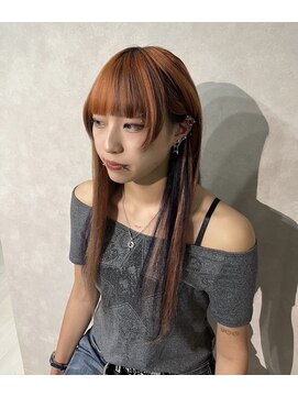 アルレン(Allen) アプリコットオレンジ ブリーチデザイン レディース 宇都宮