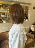 【レイヤーボブ】ブリーチ無しWカラーで作るナチュラルベージュ