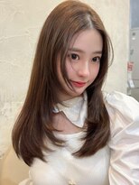 アンジェリカラボ 梅田店(ANGELICA LABO)&nbsp;韓国風くびれレイヤーカット×グレージュ×透明感ブラウン川又