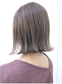 ハイライトグレージュボブ_かきあげロング_ba320533