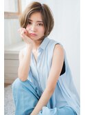ショートボブひし形お手入れ簡単ハイライトくすみカラー　綱島