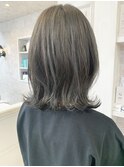 福山市美容室Caary 外ハネロブ 透明感グレージュ