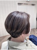 極ハイライト×前下がりショート×顎上×骨格矯正×グレージュ
