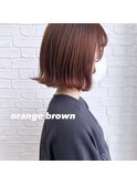 オレンジブラウン×ボブ
