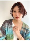 ナチュラルボブ前下がりボブミニボブ黒髪切りっぱなしボブ