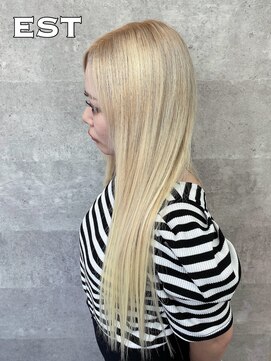 エスト 大阪梅田(EST) レミー100%高級人毛/53cm☆シールエクステ60枚+ブリーチカラー
