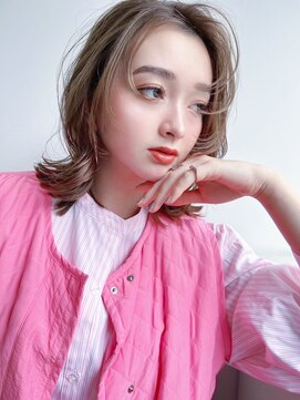 フリティ 大阪西梅田店(friity) オリーブベージュショートミニボブグレージュブリーチレイヤー