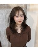 ミディアムレイヤー/暗髪/韓国/広島/袋町