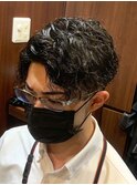 センターパート×パーマ
